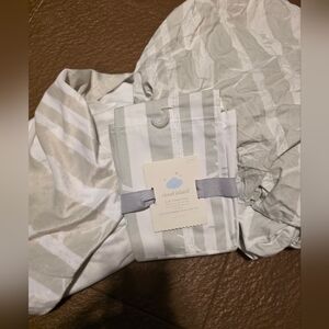 Cloud Island Soft Gray and White Striped Bedding And Matching Pad Cover